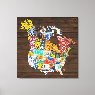 License Plate of North America - Kanada och USA Canvastryck