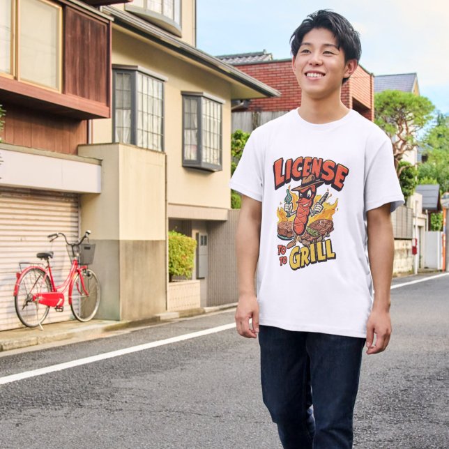 License to Grill Funny BBQ Pun Parody T Shirt (Skapare uppladdad)