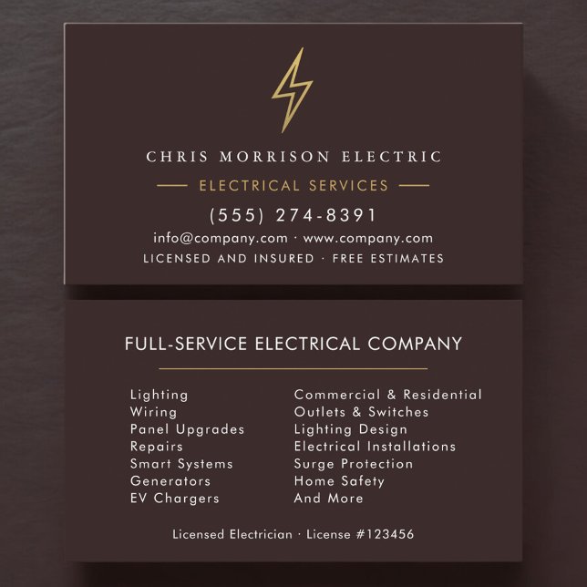 Licensed Electrician Modern Electric Company Visitkort (Skapare uppladdad)