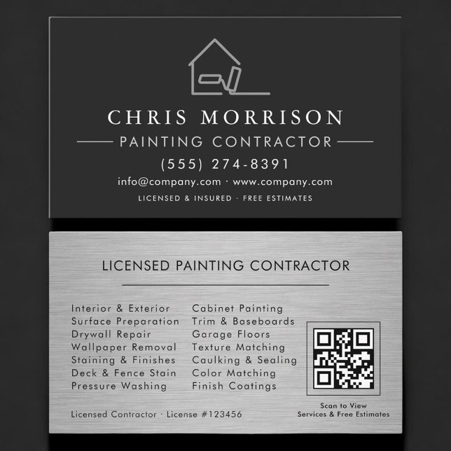Licensed Painting Contractor QR Code Professional Visitkort (Skapare uppladdad)