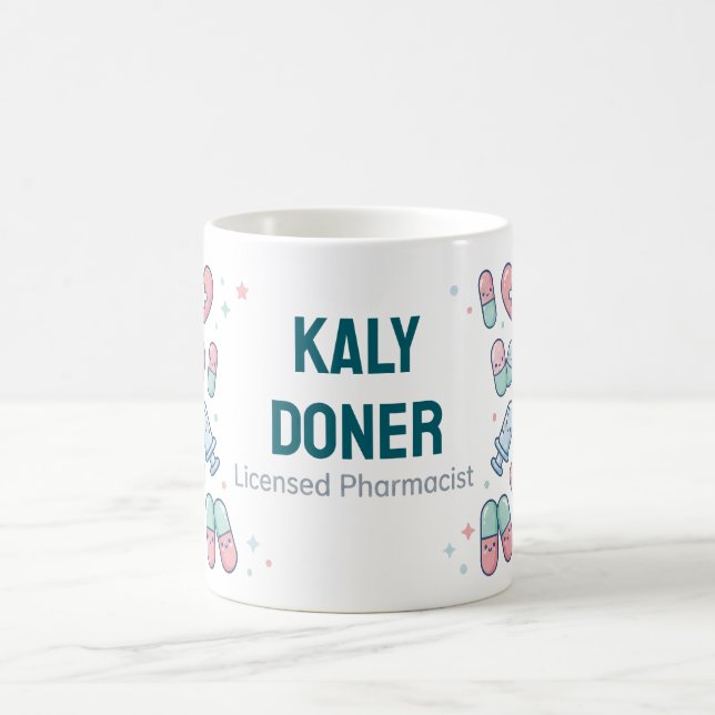 Licensed Pharmacist Personalized Mug | Cute Pharma Kaffemugg (Center)