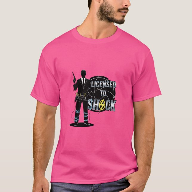 Licensed to Shock – Certified Electrician T-Shirt (Framsida)