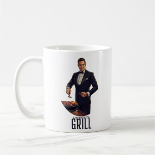 Licensierad att Grilla James Bond Parodi Illustrat Kaffemugg