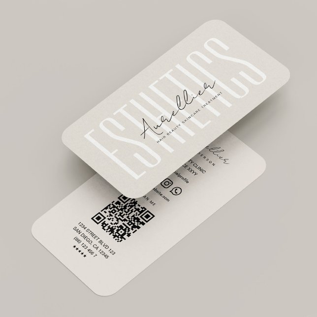Licensierad Estetiker Sand Minimal QR-kod Visitkort (Licensed Esthetician Sand Minimal QR Code Business Card
)