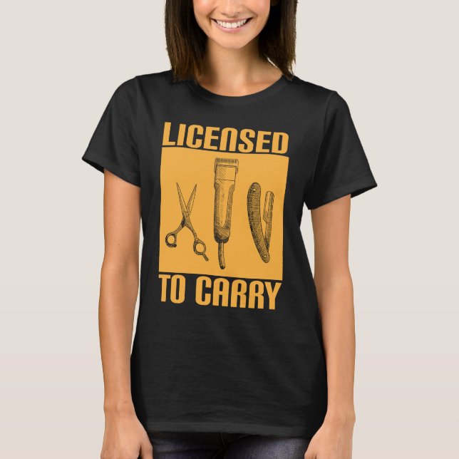 Licensierad för bärsaxar Razor Blade Barber T Shirt (Framsida)