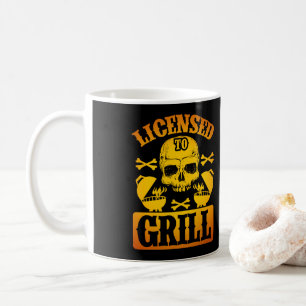 Licensierad för rutnätsrök, grill, grill, Kött Kaffemugg