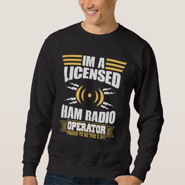 Licensierad Ham Radio Operator Transmitter Lång Ärmad Tröja (Framsida)