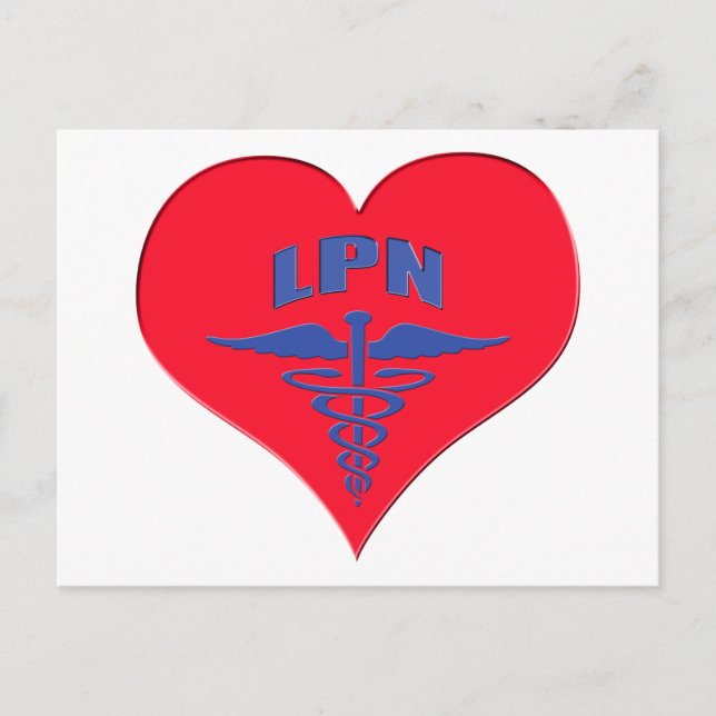 Licensierad praktisk närhet (LPN Caduceus Heart) Vykort (Framsida)