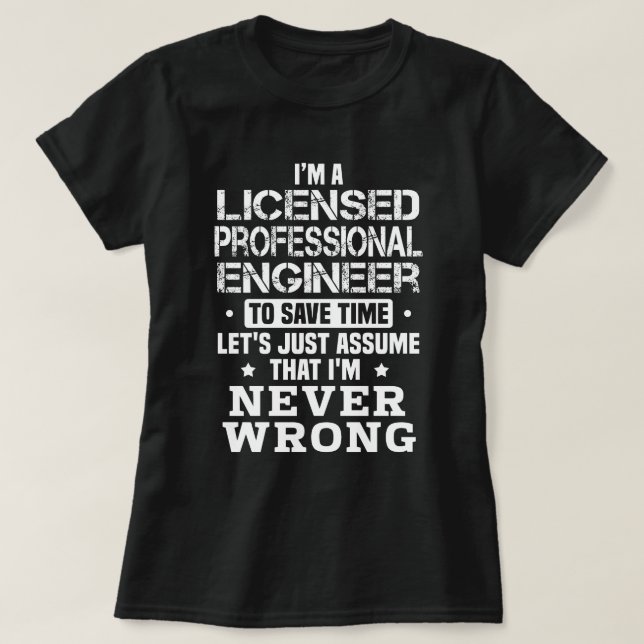 Licensierad Professionell Ingenjör T Shirt (Design framsida)