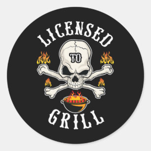 Licensierad till Grill Bbq Gift För manar för Fars Runt Klistermärke