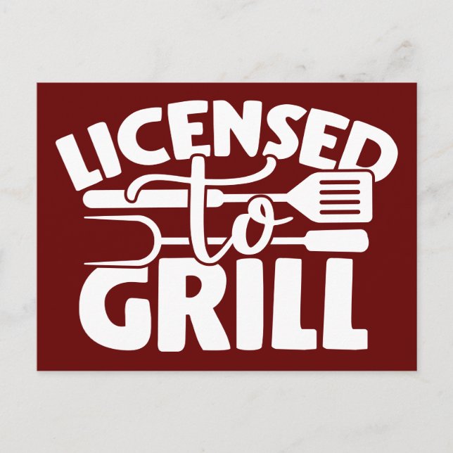 Licensierad till grill vykort (Framsida)