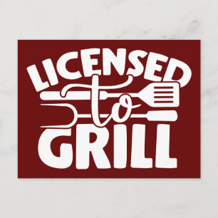 Licensierad till grill vykort