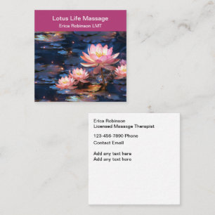 Licensierade Affärskort för massage Lotus Flowers Fyrkantigt Visitkort