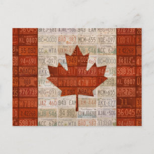 Licensplate Art Flagga of Canada Vykort