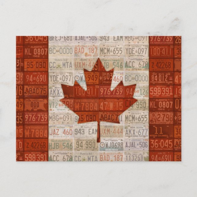Licensplate Art Flagga of Canada Vykort (Framsida)