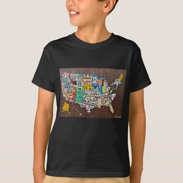 Licensplate Karta T-shirt (barn) (Framsida)