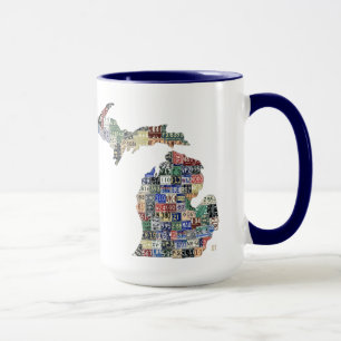 Licensskylt för Michigan Countyn Ringer Karta Mug Mugg