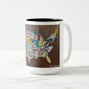 Licensskylt Karta med två tonar 15 oz mugg