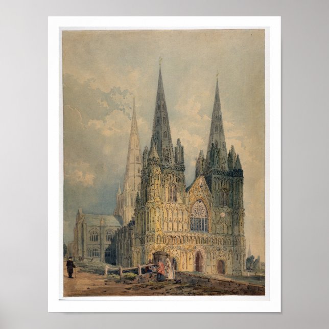 Lichfield Cathedral, Stbudsdshire, 1794 (w/c over) Poster (Framsidan)