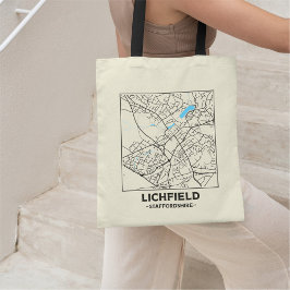 Lichfield, Staffordshire City Map Tote Bag Tygkasse