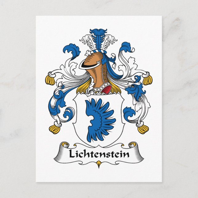 Lichtenstein Family Crest Vykort (Framsida)