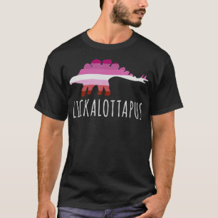 Lickalottapus Lesbisk Pride Flagga Dinosaur Stegas T Shirt