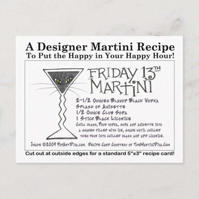 Licorice Stick Fredag 13:e Martini Recept Card Vykort (Framsida)