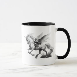 Licorne ailée majestueuse avec chevalier. mugg
