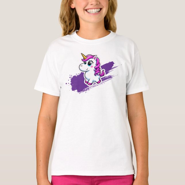 Licorne arc en ciel Skateboard T Shirt (Framsida)