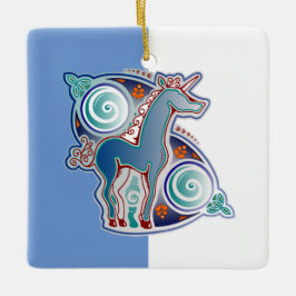 Licorne celtique julgransprydnad keramik