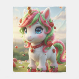 licorne fraise fleecefilt