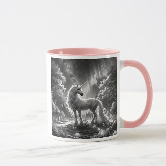 Licorne majestueuse dans une forêt enchantée. mugg (Höger)