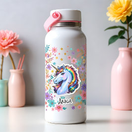 Licorne rêves prénom arc-en-ciel étoiles tête klistermärken
