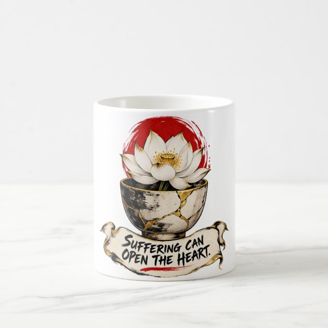 Lidande kan öppna hjärtat Dhammapada Kaffemugg (Center)