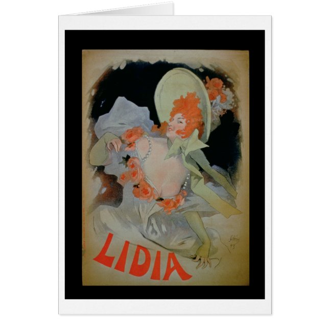 "Lidia", 1895 (färglithoen) Hälsningskort (Framsidan)