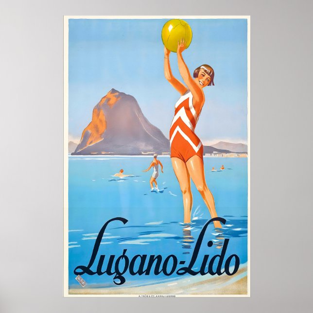 Lido Beach Lake stranden Lugano Schweiz Poster (Framsidan)