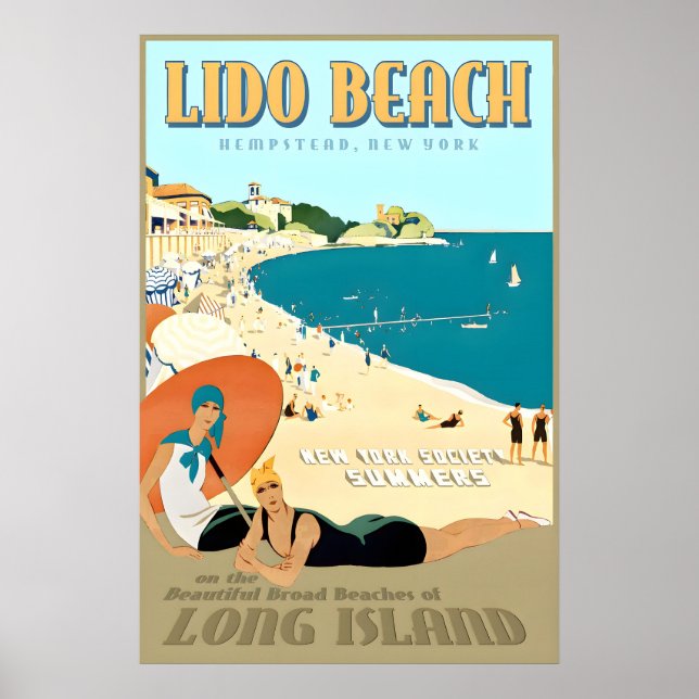 Lido Beach Long Island New York Södra Stranden Ret Poster (Framsidan)