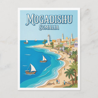 Lido Beach och Mogadishus kustlinje Somalia Vykort