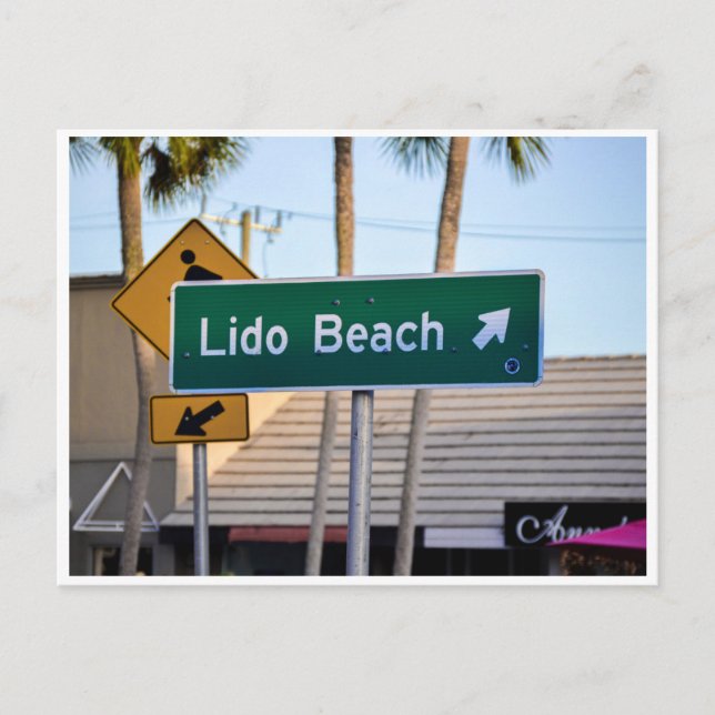 Lido Beach, Sarasota, Florida-skyltfoto Vykort (Framsida)