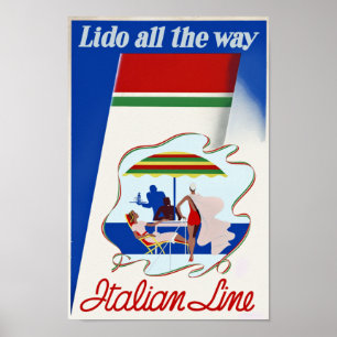Lido hela vägen ~ italiensk linje poster