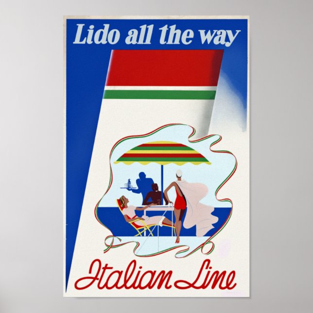 Lido hela vägen ~ italiensk linje poster (Framsidan)