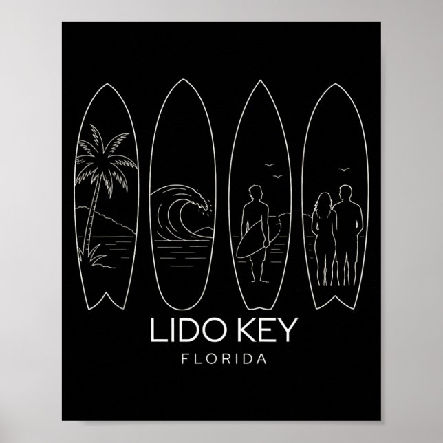 Lido Key Strand Florida Surfare Surfing Poster (Framsidan)