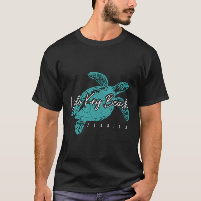 Lido Nyckel Beach Florida Fl Sea Turtle Dyka T Shirt (Framsida)