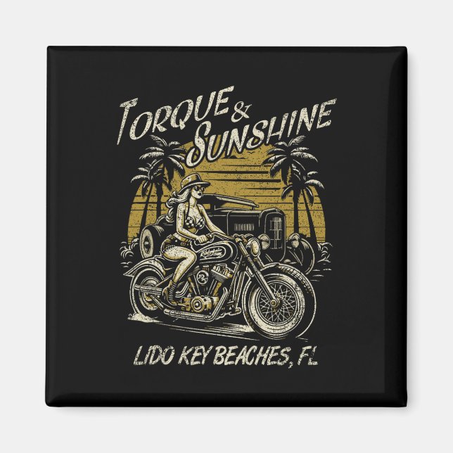 Lido Nyckel Beacher Florida Motorcycle Hotrod Vint Magnet (Framsidan)