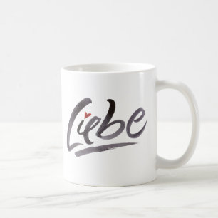 Liebe Kärlek Hertz German Tyskland Brush Lettering Kaffemugg