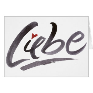 Liebe Kärlek Hertz Heart Schoneschrift Lettering Hälsningskort