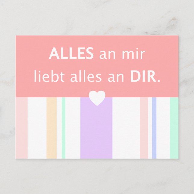 Liebe, schöne Sprüche deutscher Spruch verliebt Vykort (Framsida)