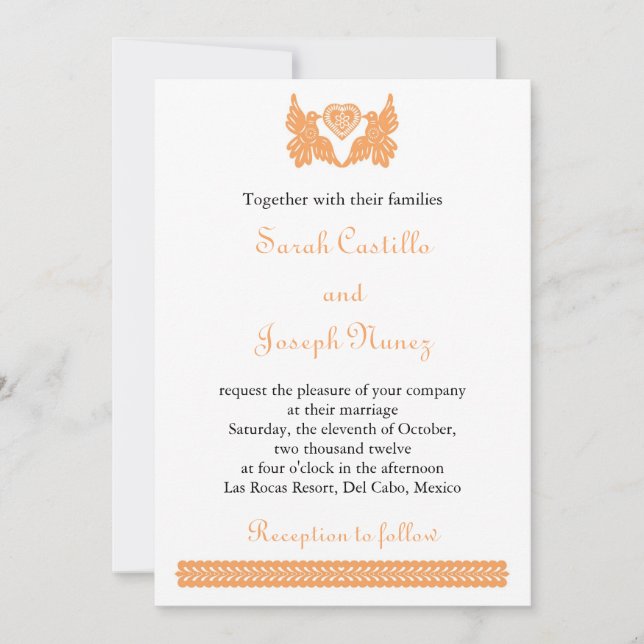 Liebe-Vögel Papel Picado Hochzeits-Einladung Inbjudningar (Framsida)