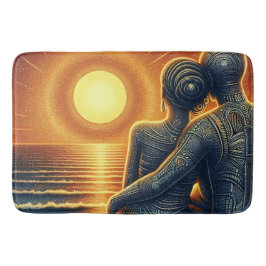 Liebespaar bei Sonnen Untergang am Meer Badrumsmatta