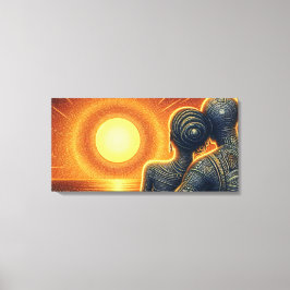 Liebespaar bei Sonnen Untergang am Meer Canvastryck